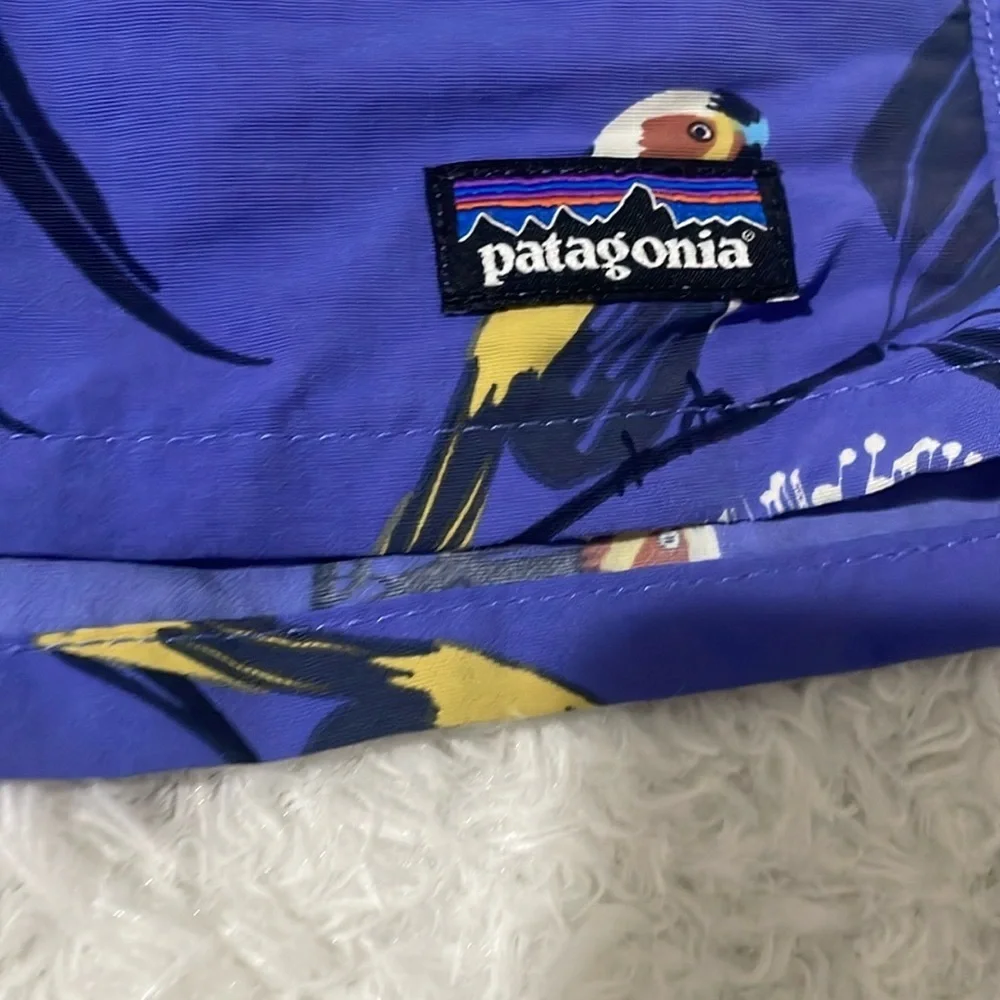 Patagonia Blue Parrot Print Shorts for kids